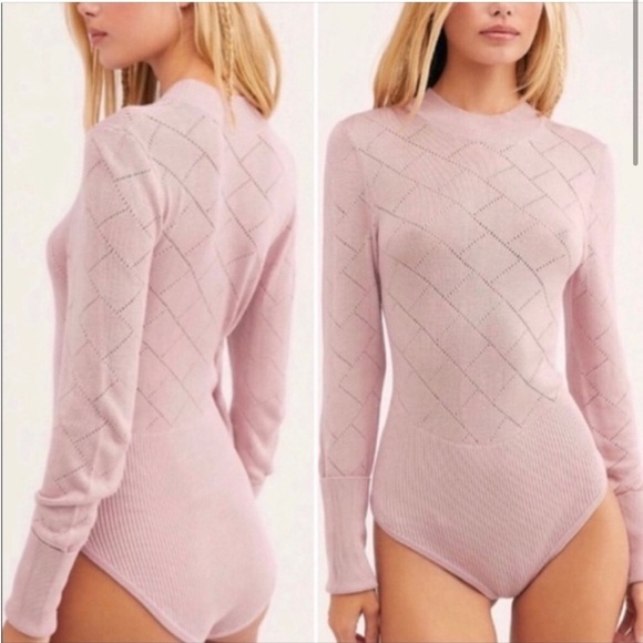 New! Free People XS what’s the pointelle mauve bodysuit. - Picture 6 of 10
